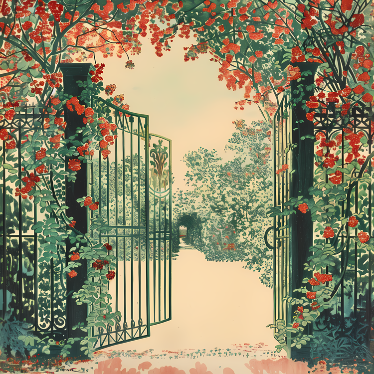 Spring Garden Gate,Gate,Roses