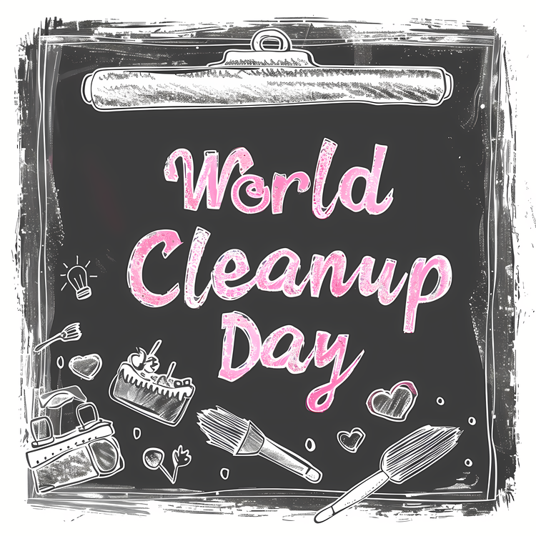 World Cleanup Day,Chalkboard,Gloves