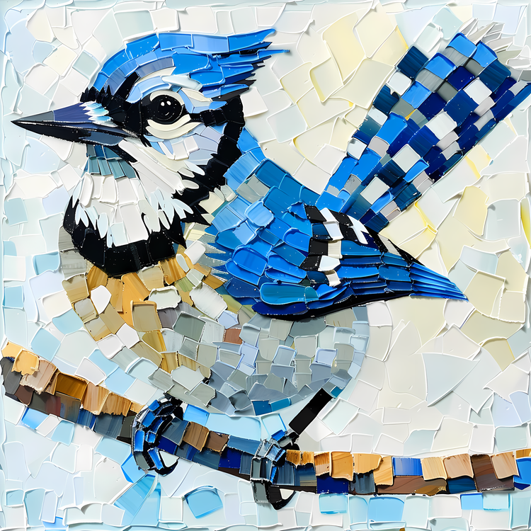 Blue Jay,Mosaic,Bird