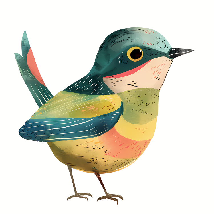 Whimsical Bird,Colorful,Illustrated