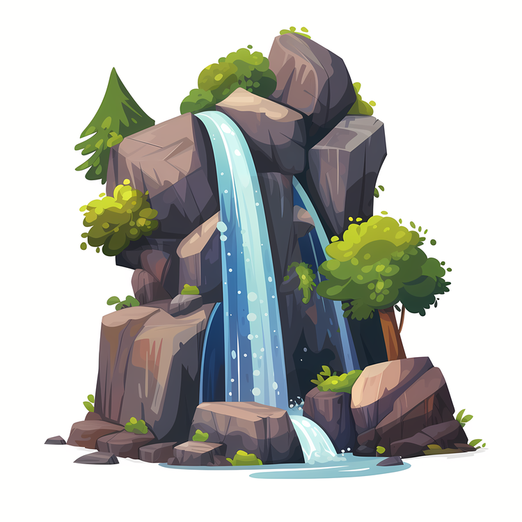 Waterfall,Mountains,Rocks