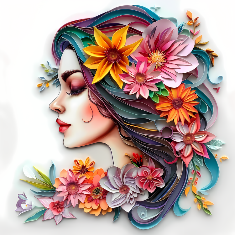Womens Day,Flower Art,Portrait