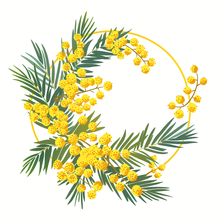 Mimosa Flowers Wreath,Floral Design,Yellow Bougainvillea Flowers