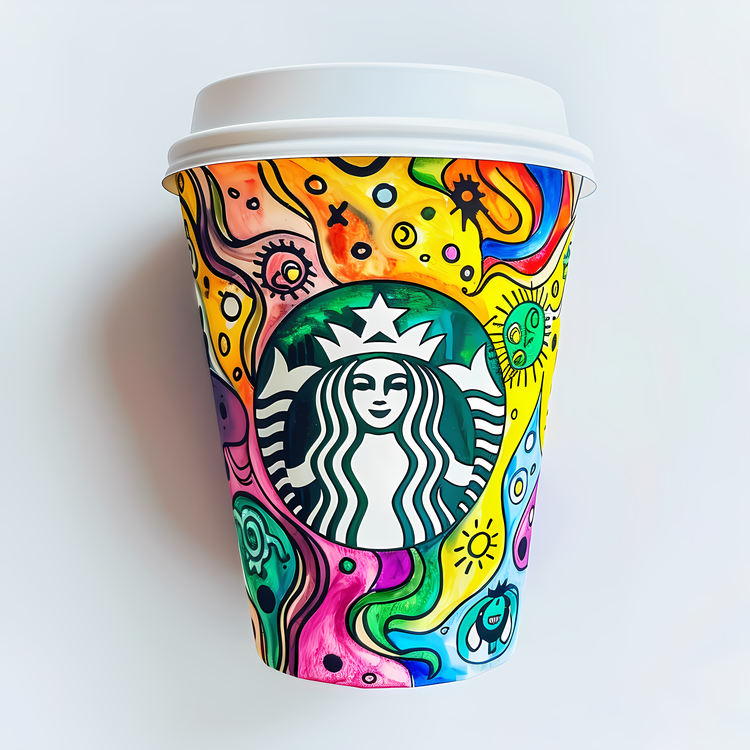 Starbucks Coffee Cup,Doodle Art,Hand Drawn