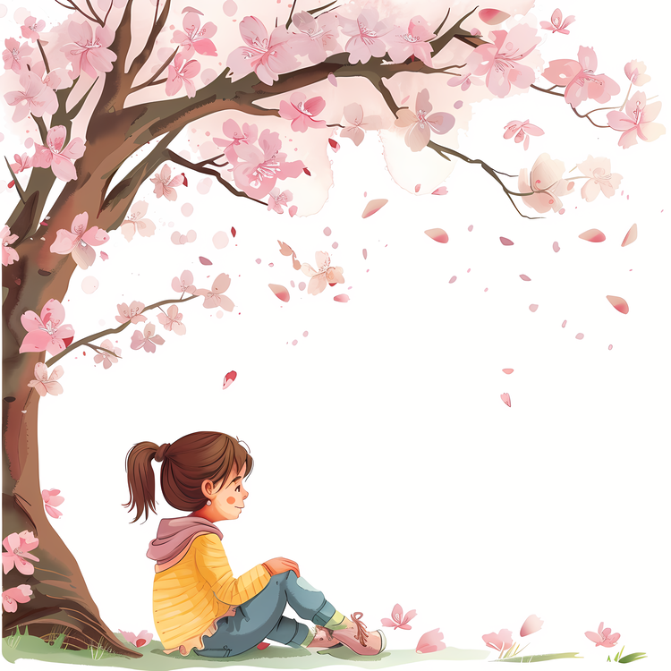 Spring Time,Girl And Flower,Sakura