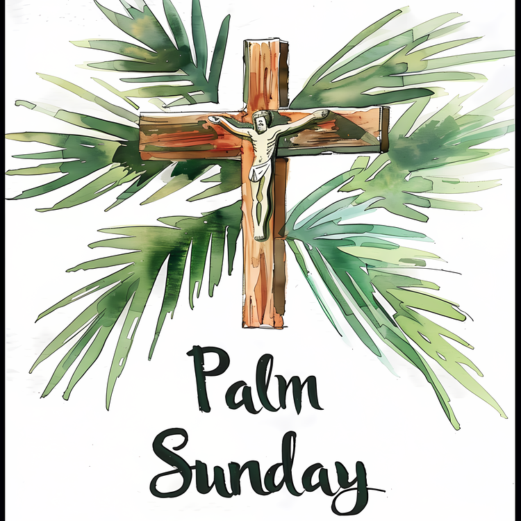 Palm Sunday,Watercolor Palm Sunday,Palm Leaves
