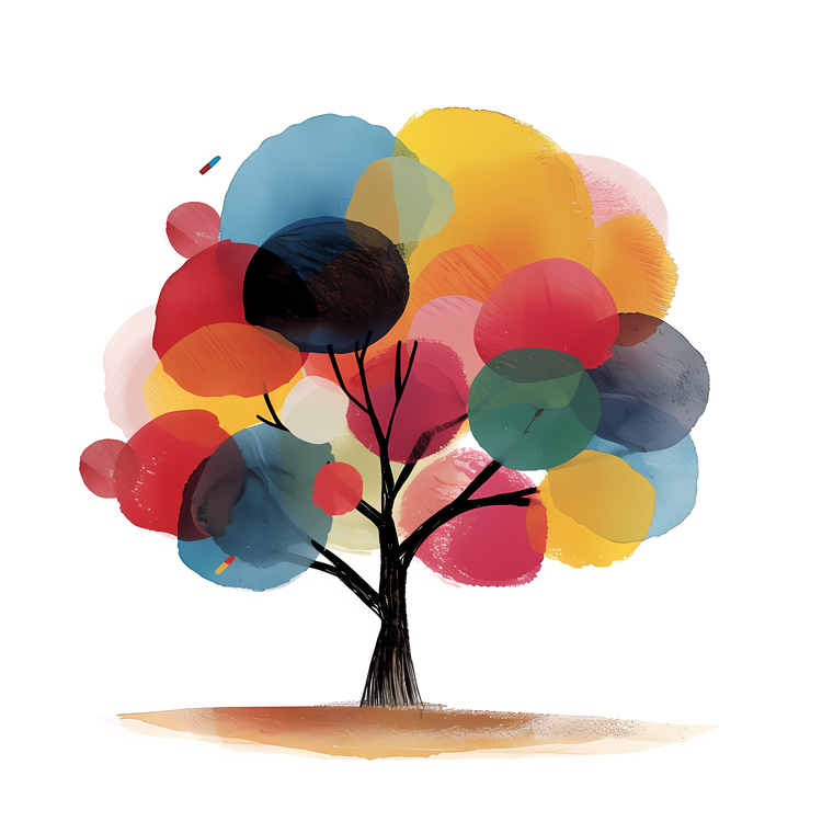 Whimsical Tree,Colorful,Watercolor