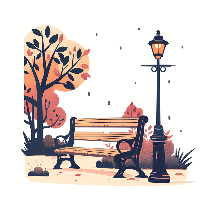 Park Bench,Park Bench In Autumn,Fall Foliage In Park
