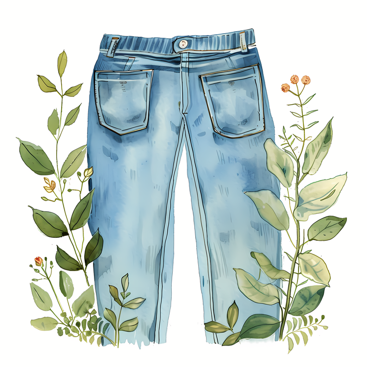 Jeans,Watercolor,Denim