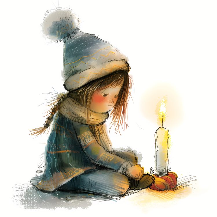 Candlelight Child,Drawing,Artwork