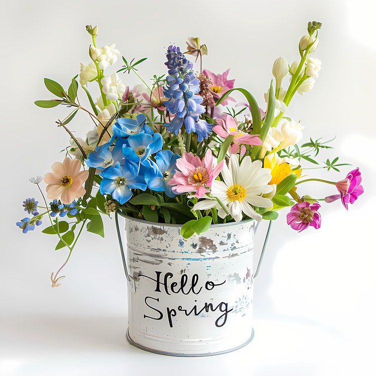 Hello Spring,Spring Bouquet,Vase Of Flowers
