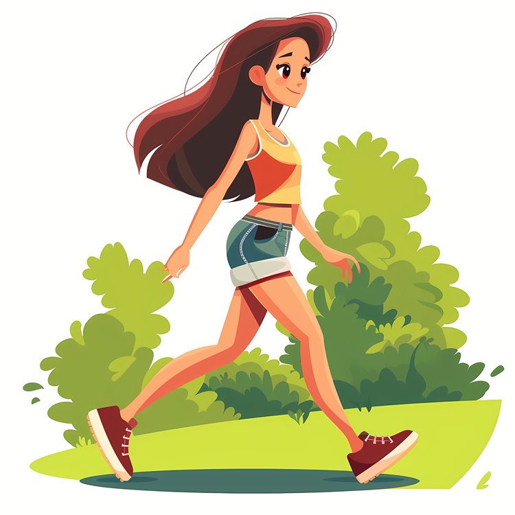 Cartoon Walking Woman,Running Girl,Outdoor