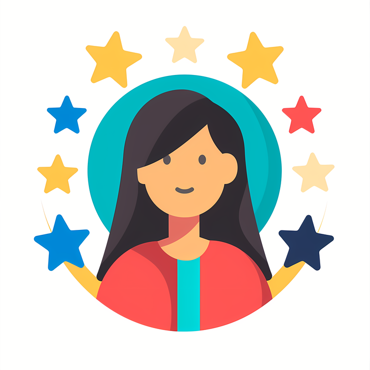 Employee Appreciation Day,Smiling Woman With Stars,Person Surrounded By Stars
