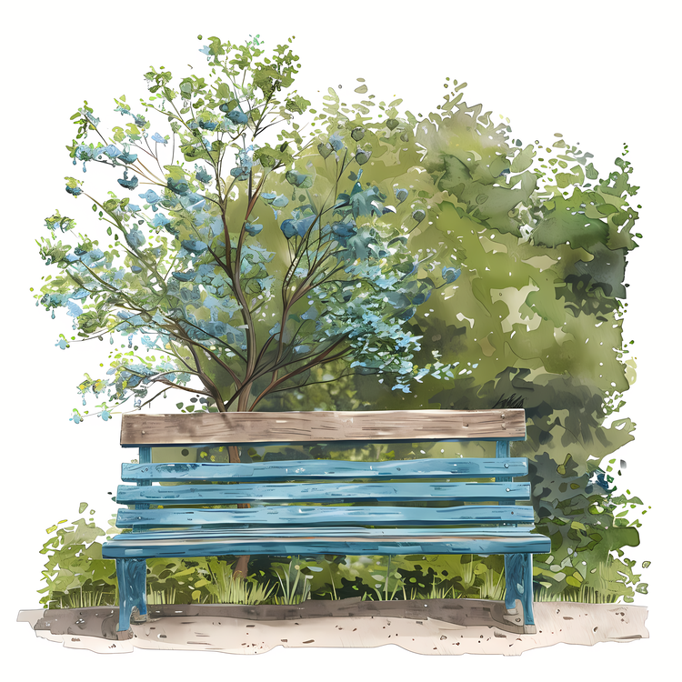 Park Bench,Blue,Wooden