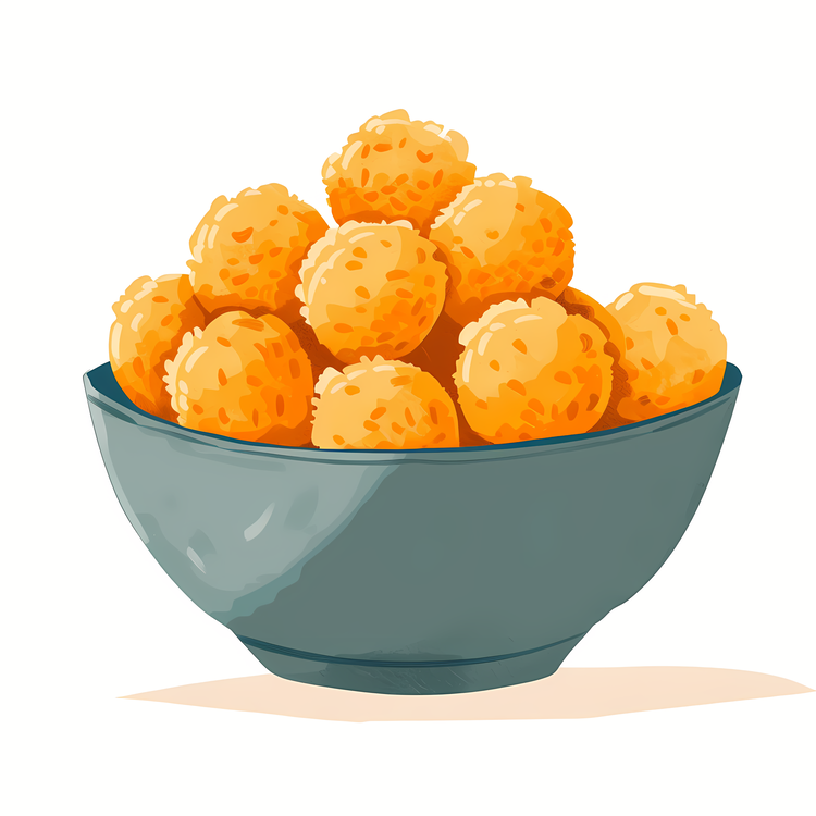 Laddu,Cheese Balls,Bowl With Cheese Balls