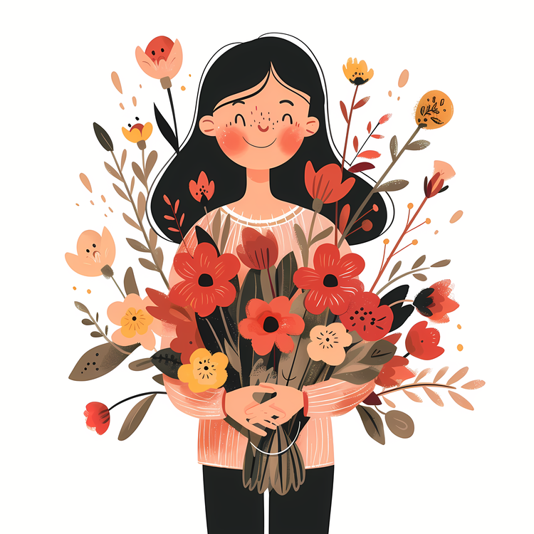 Womens Day,Flower Art,Girl