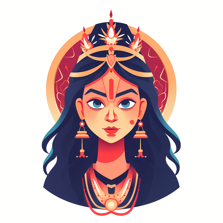 Hindu Goddess,Female Face,Face With Eyes Closed
