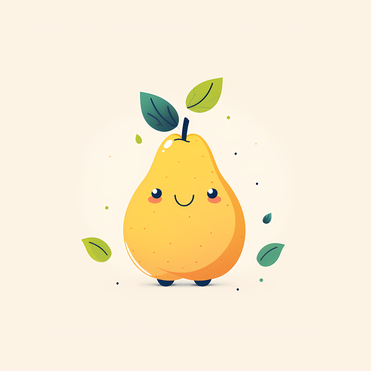 Cartoon Pear,Cute,Smiling