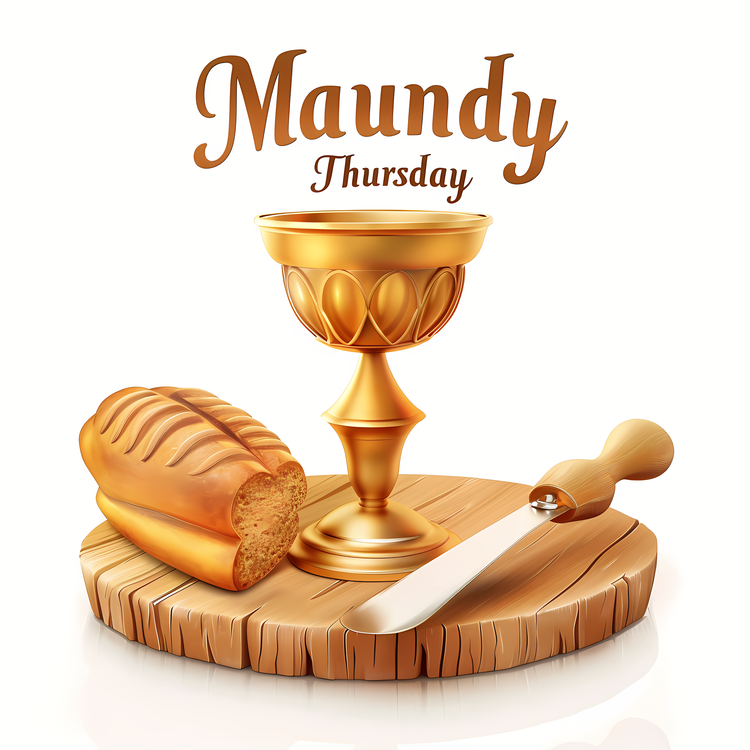 Maundy Thursday,Cup Of Blood,Bread On Wood Plank