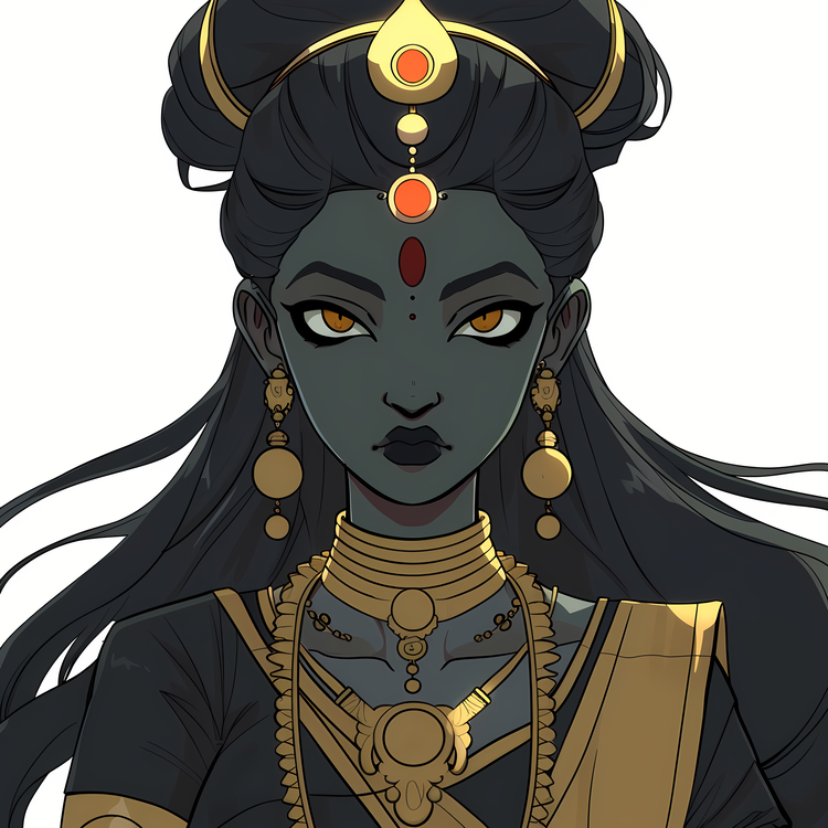 Hindu Goddess,Dark,Hair