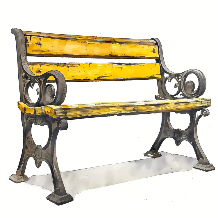 Garden Bench,Painted Bench,Yellow