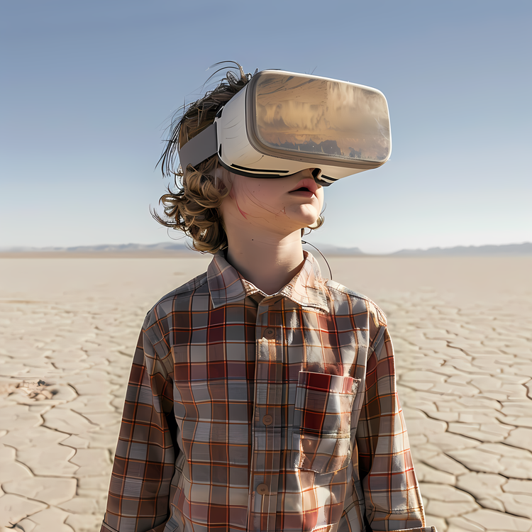 Vr Headset,Human,Desert Landscape