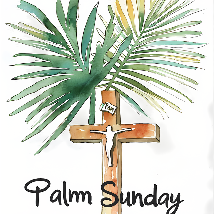 Palm Sunday,Watercolor Painting,Religious Symbolism