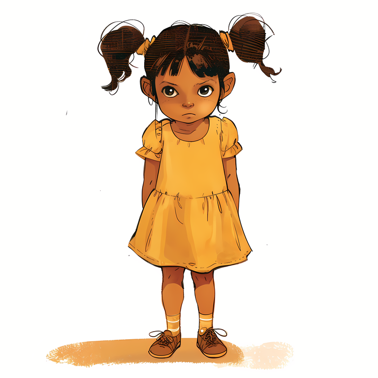 Little Girl,Person In A Yellow Dress,Little Girl With Brown Eyes