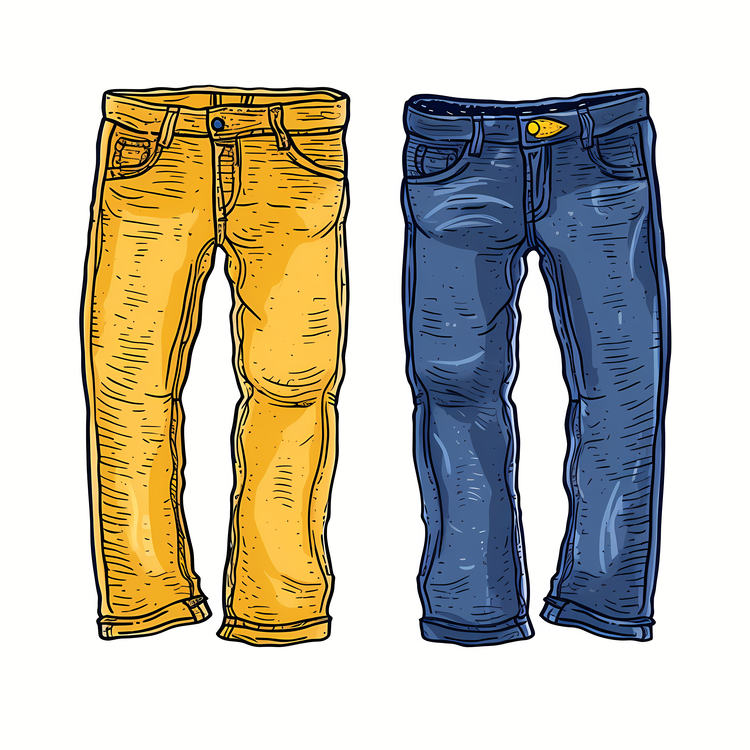 Jeans,Blue Jeans,Yellow Jeans