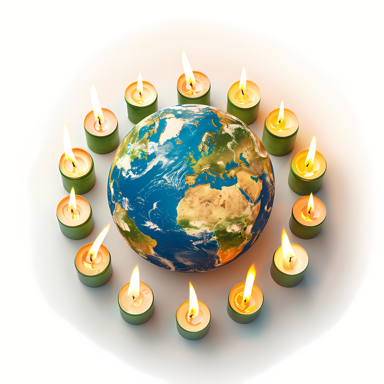 Earth Hour,Globe,Green Candles