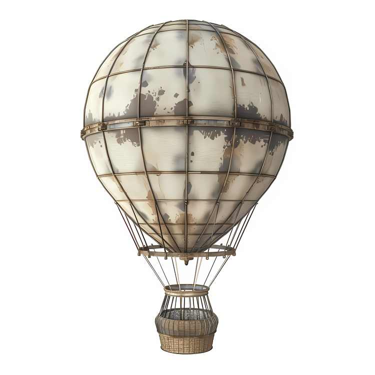 Hot Air Balloon,Wooden Frame,Rusty Metal