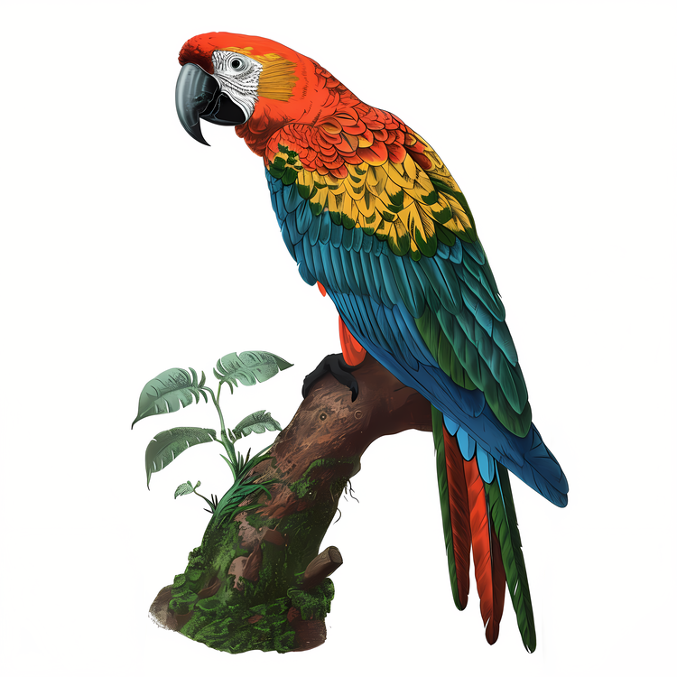 Macaw,Red Parrot,Parrot On Branch