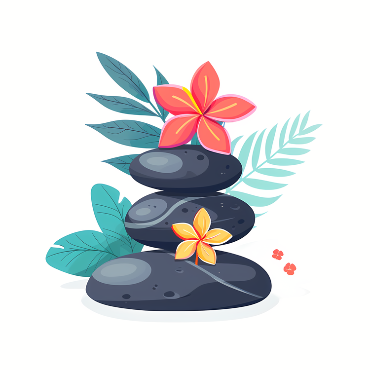 Spa Stones,Floral Arrangement,Rocks And Plants