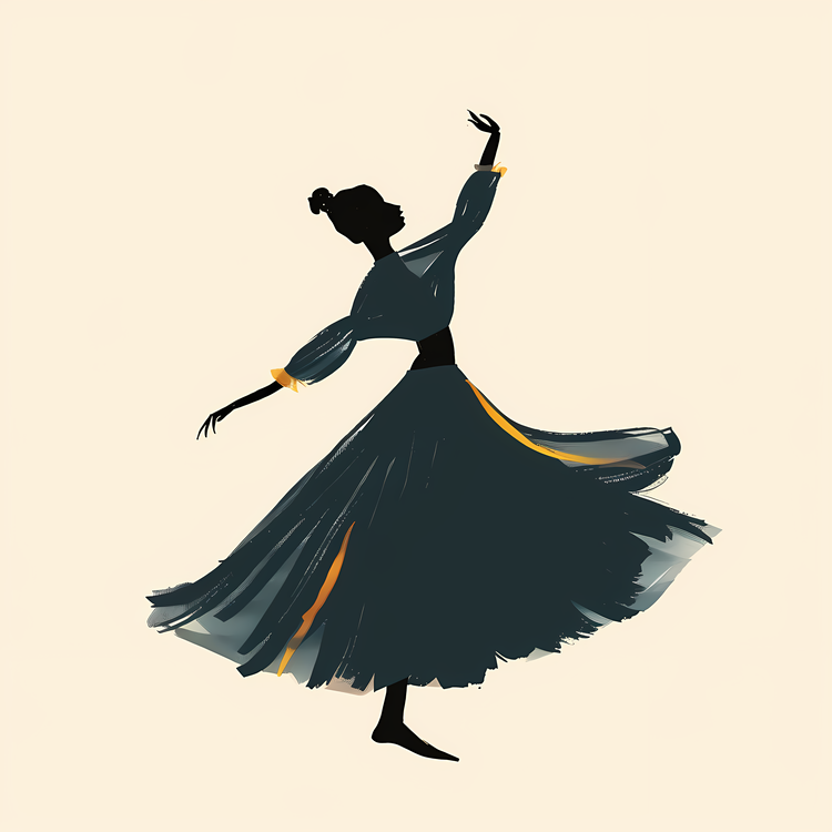 Dancer Silhouette,Holding Arms Out To Sides,Body In Mid Air