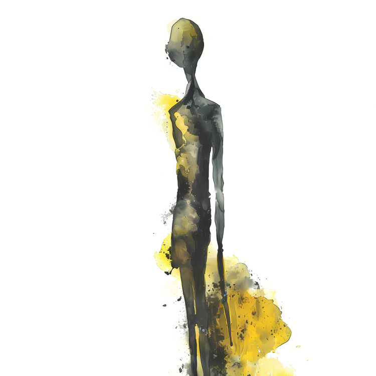 Abstract Figure,Wax Figure,Yellow Paint