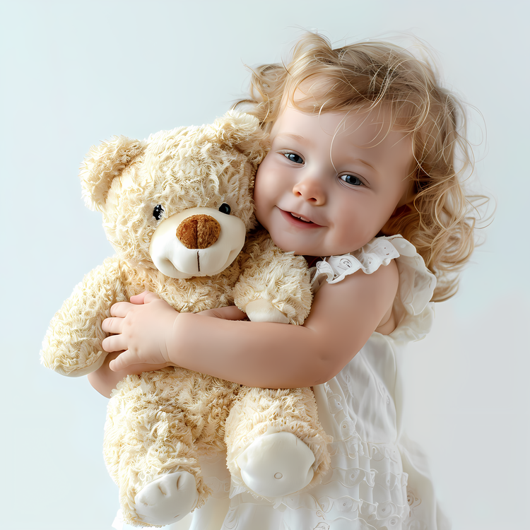 Baby Hugging Teddy Bear,Girl,Toy Bear