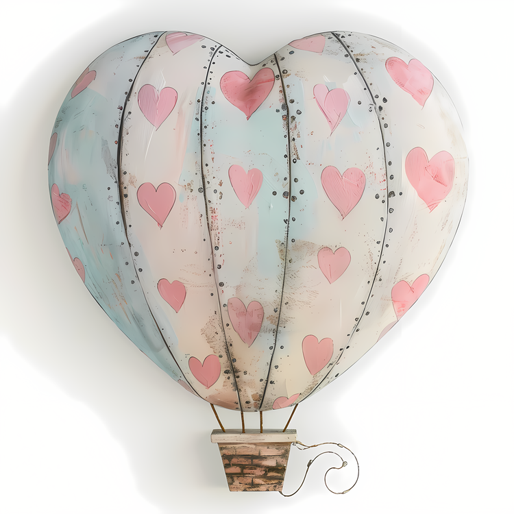 Hot Air Balloon,Pink And Blue Hearts,Heart Shaped Balloon