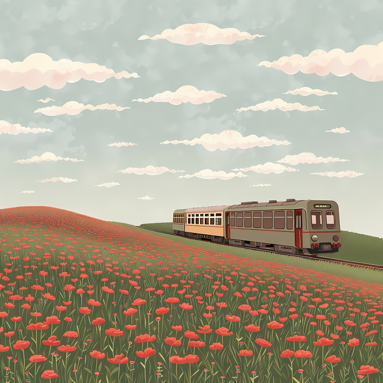 Train,Flowers,Pink