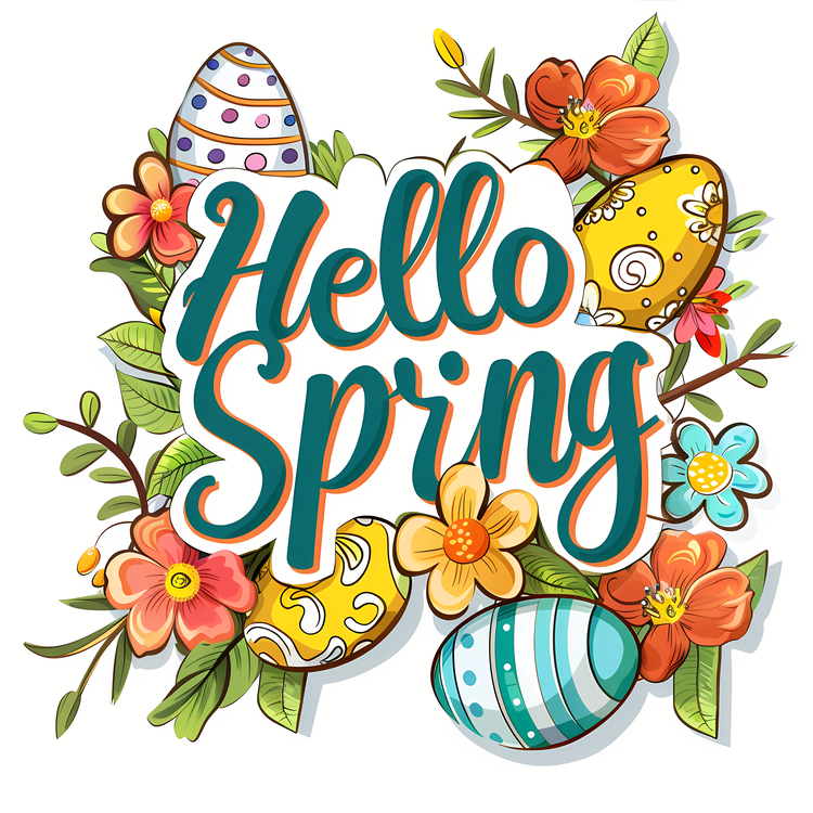 Hello Spring,Easter Eggs,Spring Flowers