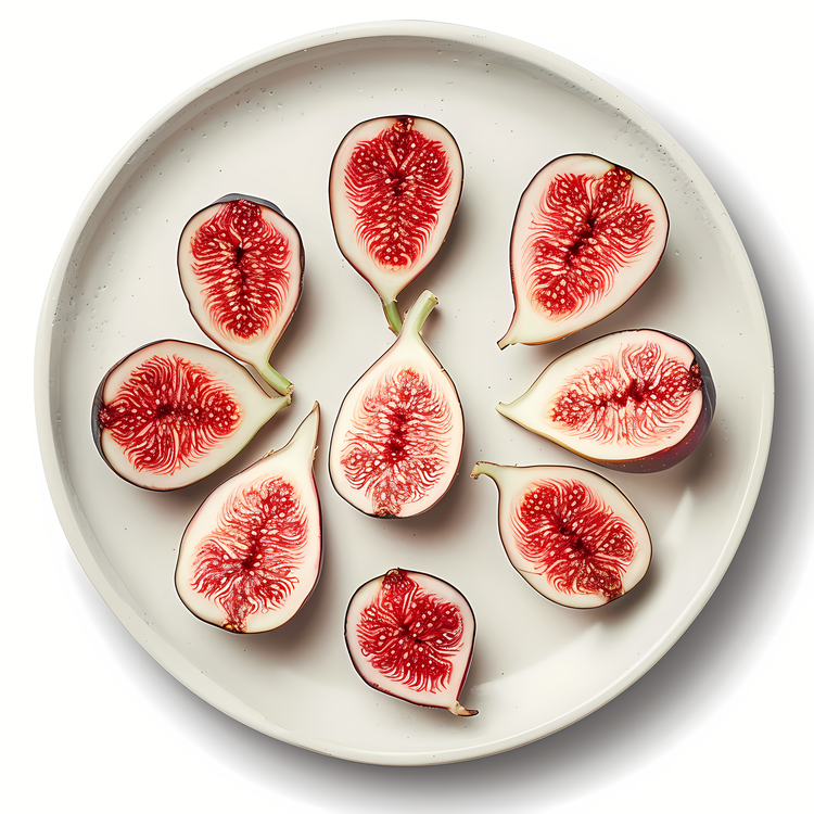 Sliced Figs,White Plate,Red Fruits