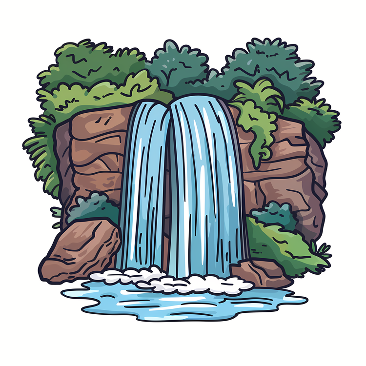 Waterfall,Natural Waterfall,Green Plants