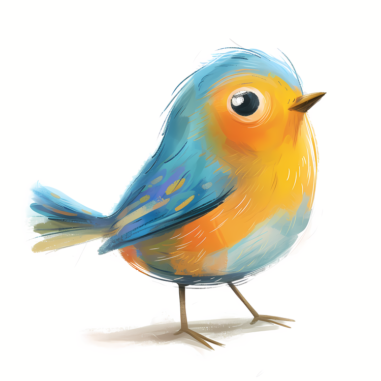 Whimsical Bird,Blue Bird,Yellow Bird