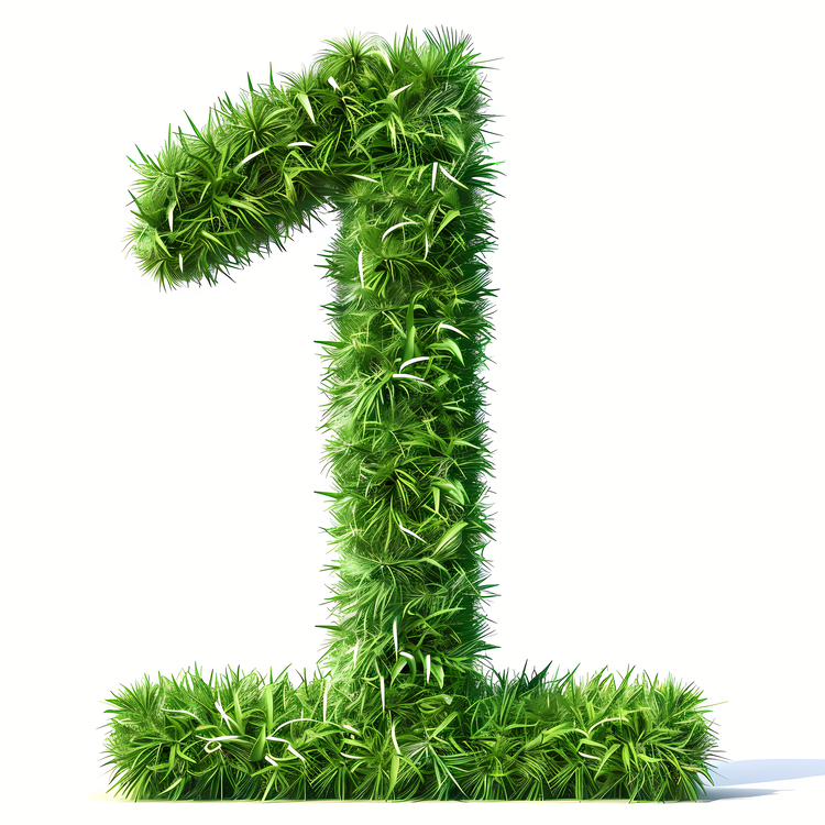 Number One Art Design,Grass Number,Green Numeral