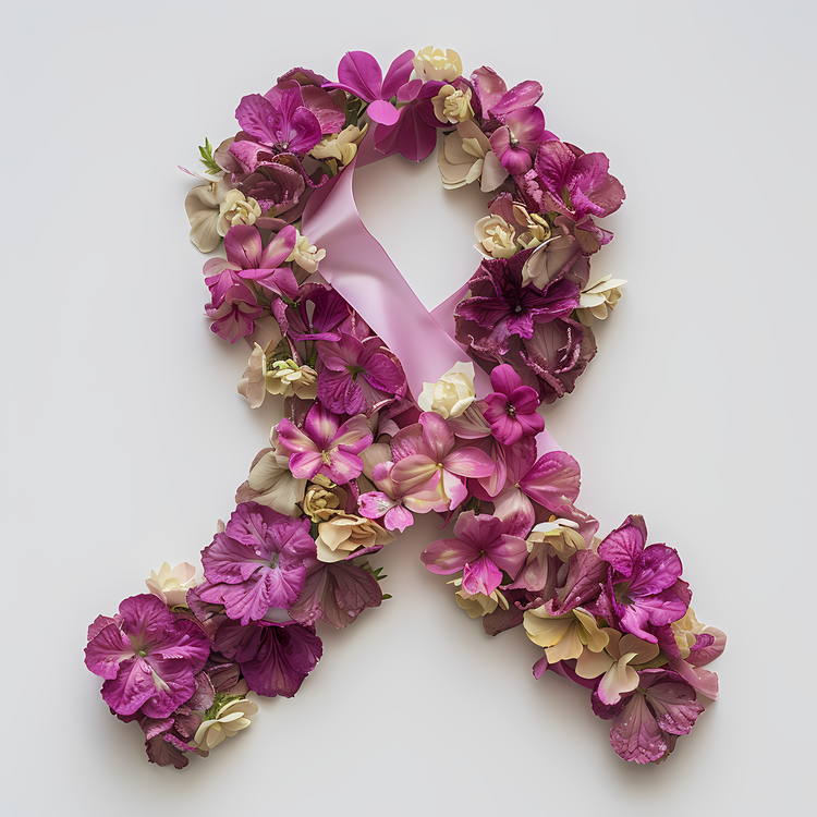 Breast Cancer Ribbon,Flowers,Pink