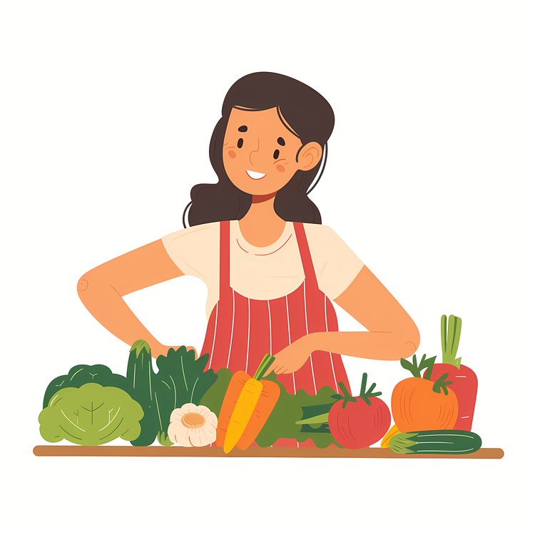 Cartoon Cooking Woman,Cooking,Vegetables