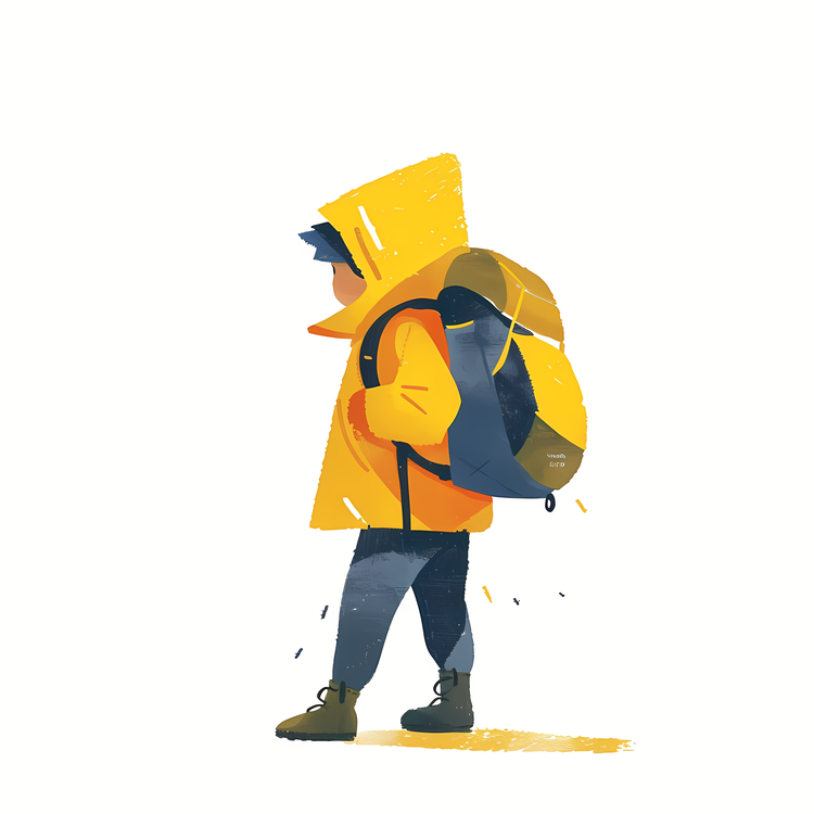 Boy With Backpack,Backpacker,Raincoat