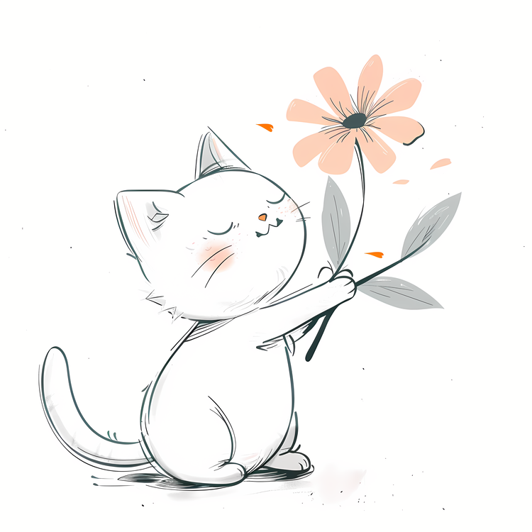 Little Cat Playing Flowers,Cat,Flowers