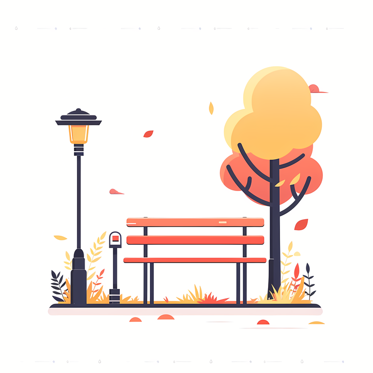 Park Bench,Park Scenery,Fall Colors