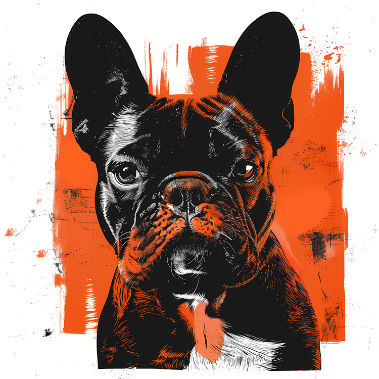 French Bulldog,For   Black And White,Orange Background