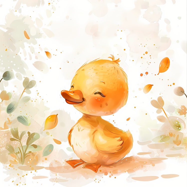 Cartoon Baby Duck,Duck,Watercolor